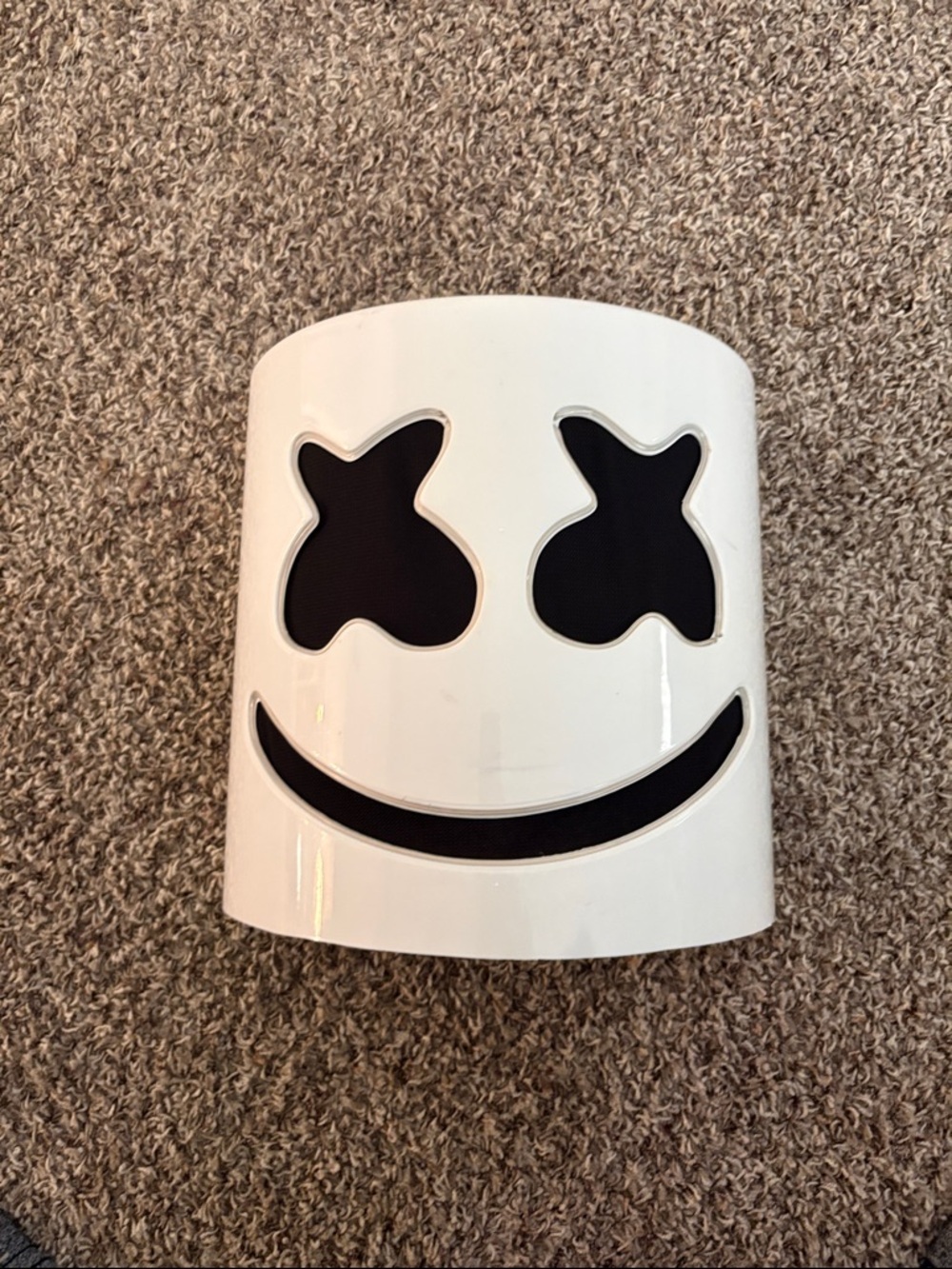 White Marshmello Helmet Mask with Black Face LIGHTS UP